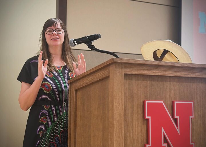 Skylar Falter presenting at the TIIYG Graduation Ceremony 2023